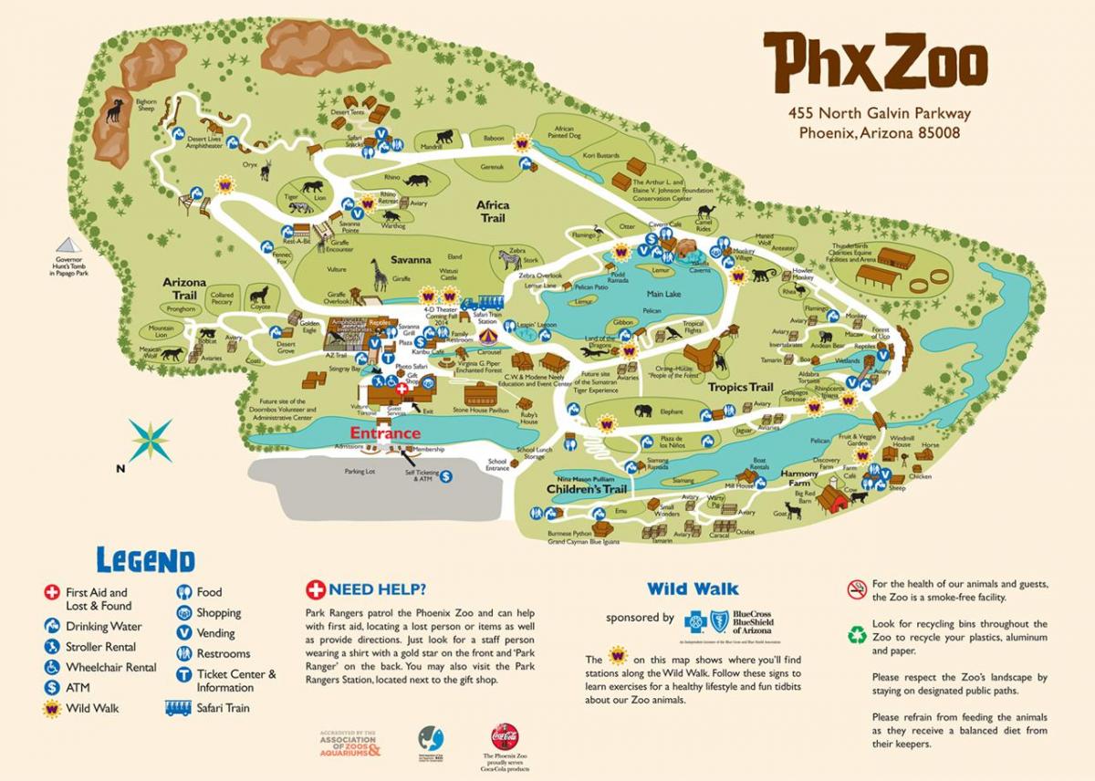 karta zoološki vrt Phoenixa