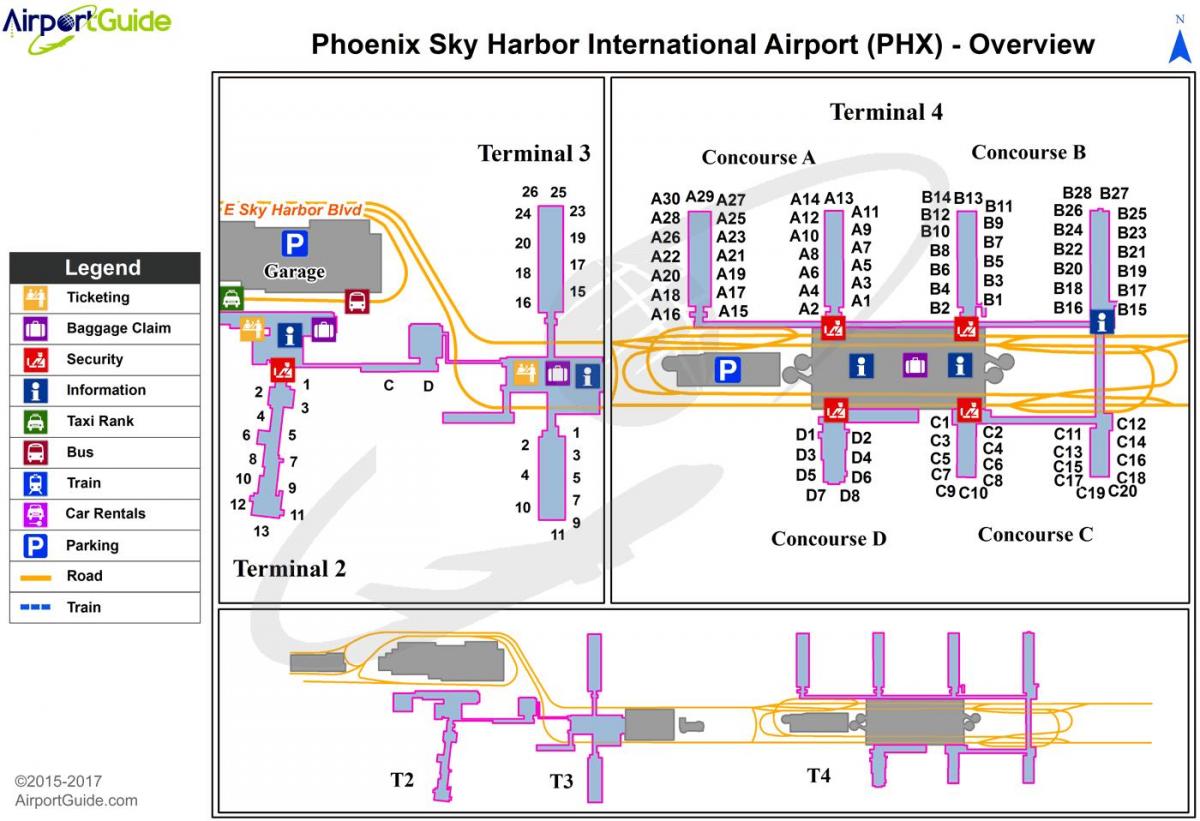 karta luka Phoenix Sky Harbor