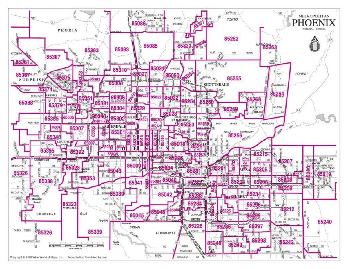 grad Phoenix ZIP kod na karti
